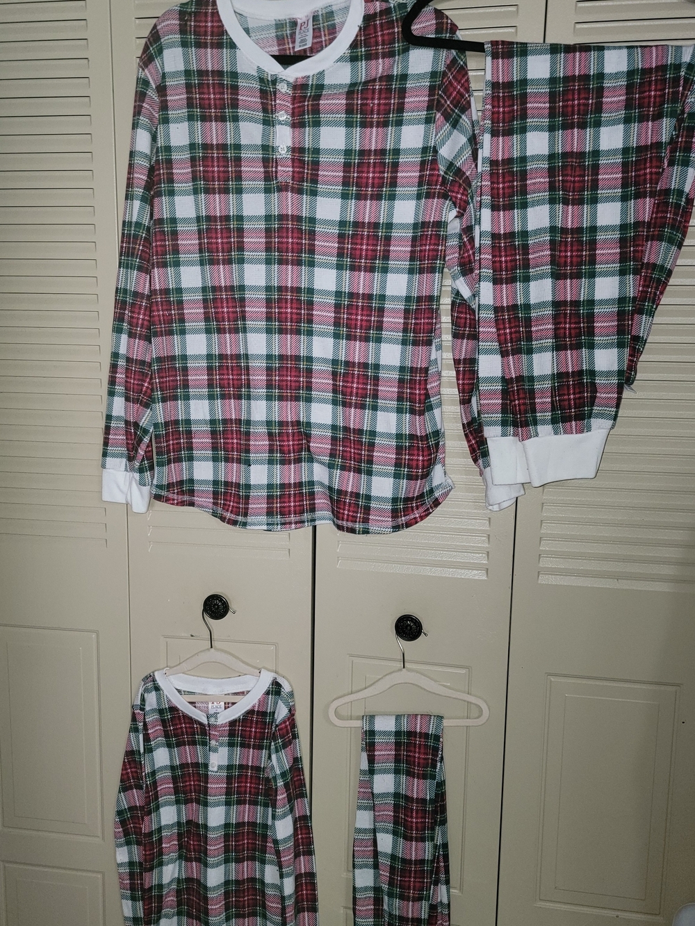 Adult & Kids Matching Plaid Pajama Setsin Red, Green & White